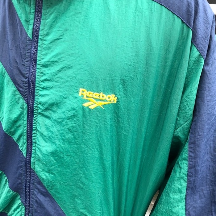 90s Reebok リーボック ナイロンジャケット バイカラー 刺繍ロゴ 