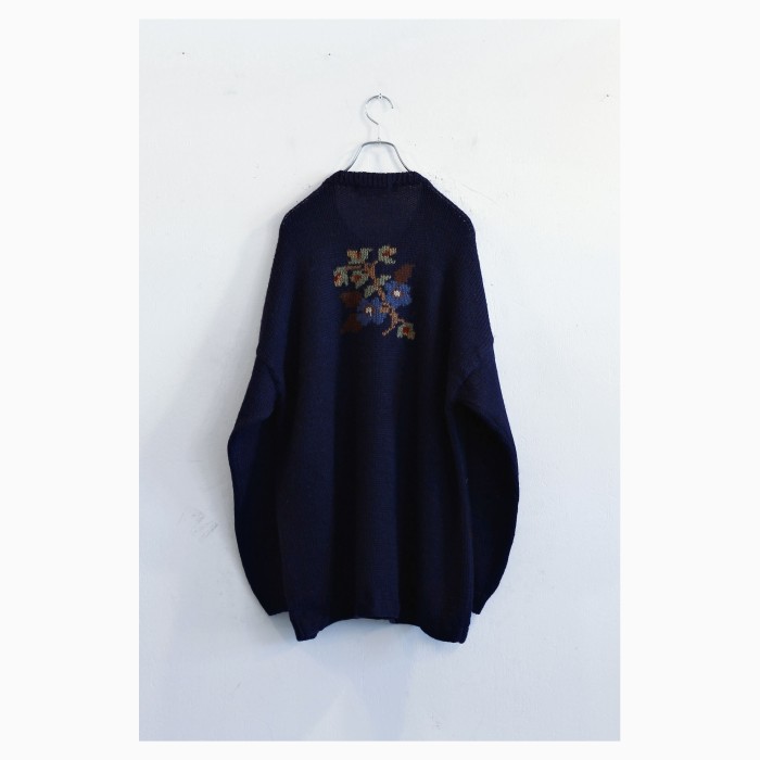 Vintage Flower Motif Wool Sweater | Vintage.City 古着屋、古着コーデ情報を発信