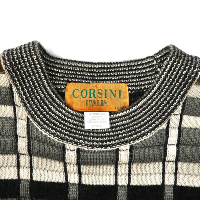 CORSINI 3Dニット セーター L マルチカラー ウール 総柄 日本製 | Vintage.City 古着屋、古着コーデ情報を発信