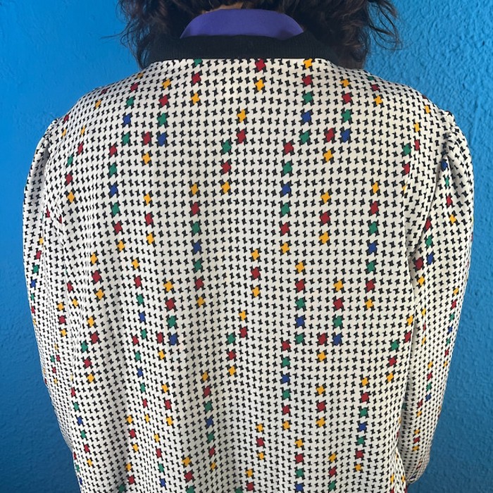 90s Windmill Pattern Polyester Cardigan | Vintage.City 古着屋、古着コーデ情報を発信
