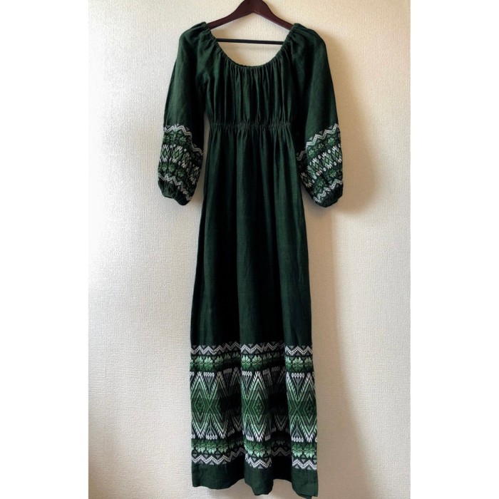 70s Embroidered maxi dress | Vintage.City 빈티지숍, 빈티지 코디 정보
