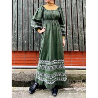 70s Embroidered maxi dress | Vintage.City ヴィンテージ 古着