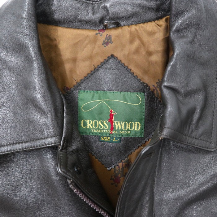 CROSS WOOD レザーカーコート L ブラウン 羊革 ラムスキン | Vintage.City 古着屋、古着コーデ情報を発信