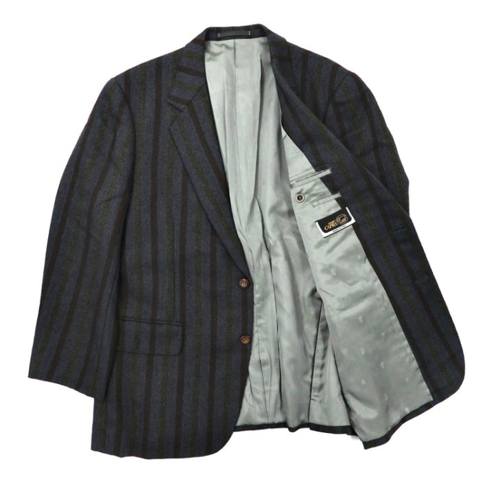 LONDON CORNER 2Bツイードジャケット M ネイビー ストライプ | Vintage.City 古着屋、古着コーデ情報を発信
