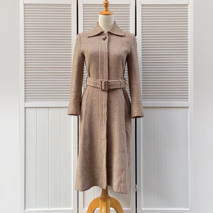 geometric tweed balmacaan coat | Vintage.City 古着屋、古着コーデ情報を発信