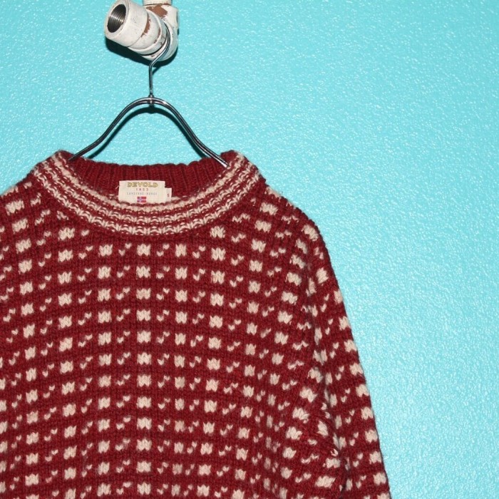 ~80s DEVOLD Bird's eye Pattern Wool Knit | Vintage.City 古着屋、古着コーデ情報を発信