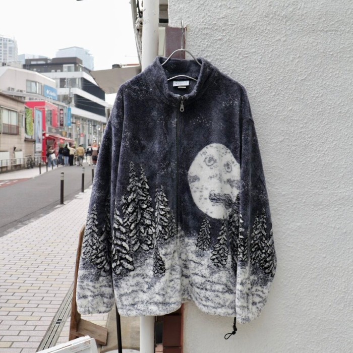 Wolf Pattern Big Fleece Jacket | Vintage.City Vintage Shops, Vintage Fashion Trends