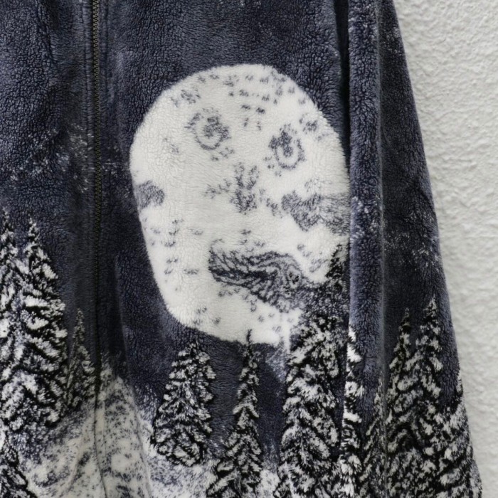 Wolf Pattern Big Fleece Jacket | Vintage.City 古着屋、古着コーデ情報を発信