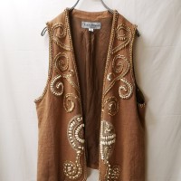 nature decoration linen vest | Vintage.City ヴィンテージ 古着