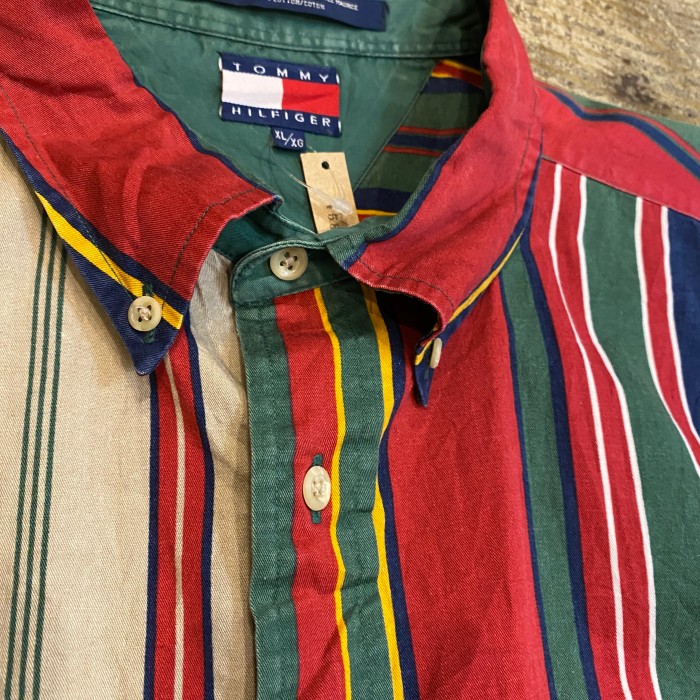 ビンテージ 90年代 トミーヒルフィガー ロゴ刺繍 ボタンダウンシャツ  XL | Vintage.City 빈티지숍, 빈티지 코디 정보