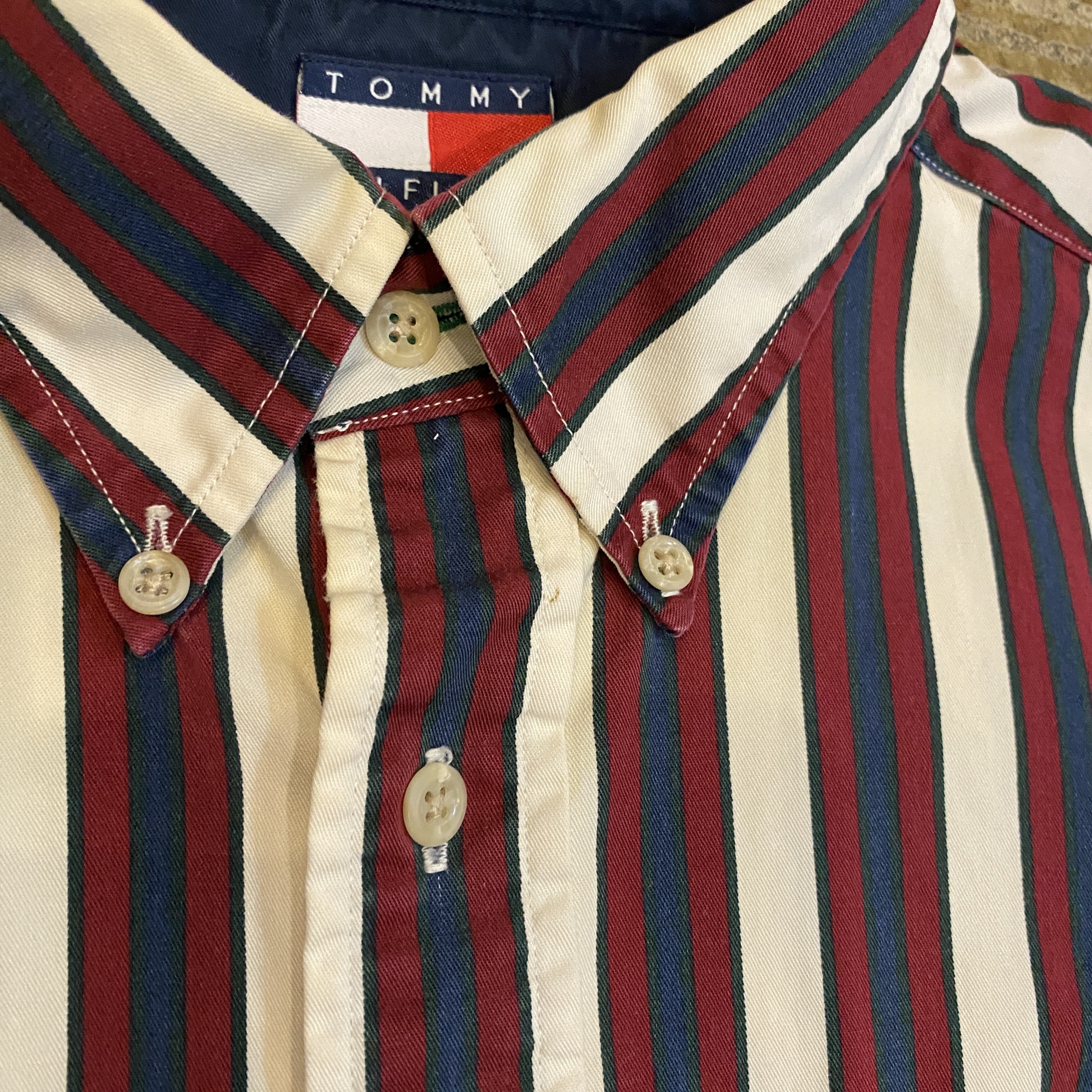 ビンテージ 90年代 トミーヒルフィガー ロゴ刺繍 ボタンダウンシャツ L 