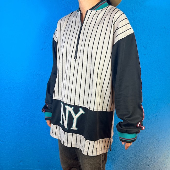 90s NY Baseball Pullover Jacket | Vintage.City 빈티지숍, 빈티지 코디 정보