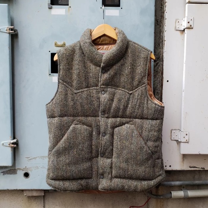 90s "Harris Tweed" Down Vest | Vintage.City 古着屋、古着コーデ情報を発信