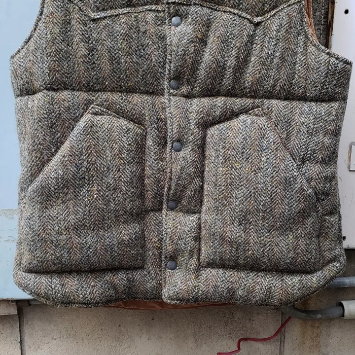 90s "Harris Tweed" Down Vest | Vintage.City 古着屋、古着コーデ情報を発信