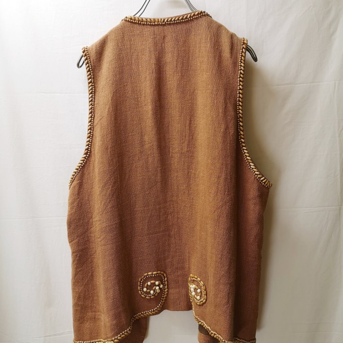 nature decoration linen vest | Vintage.City 古着屋、古着コーデ情報を発信