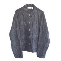 Embroidery Black Cotton Jacket | Vintage.City ヴィンテージ 古着