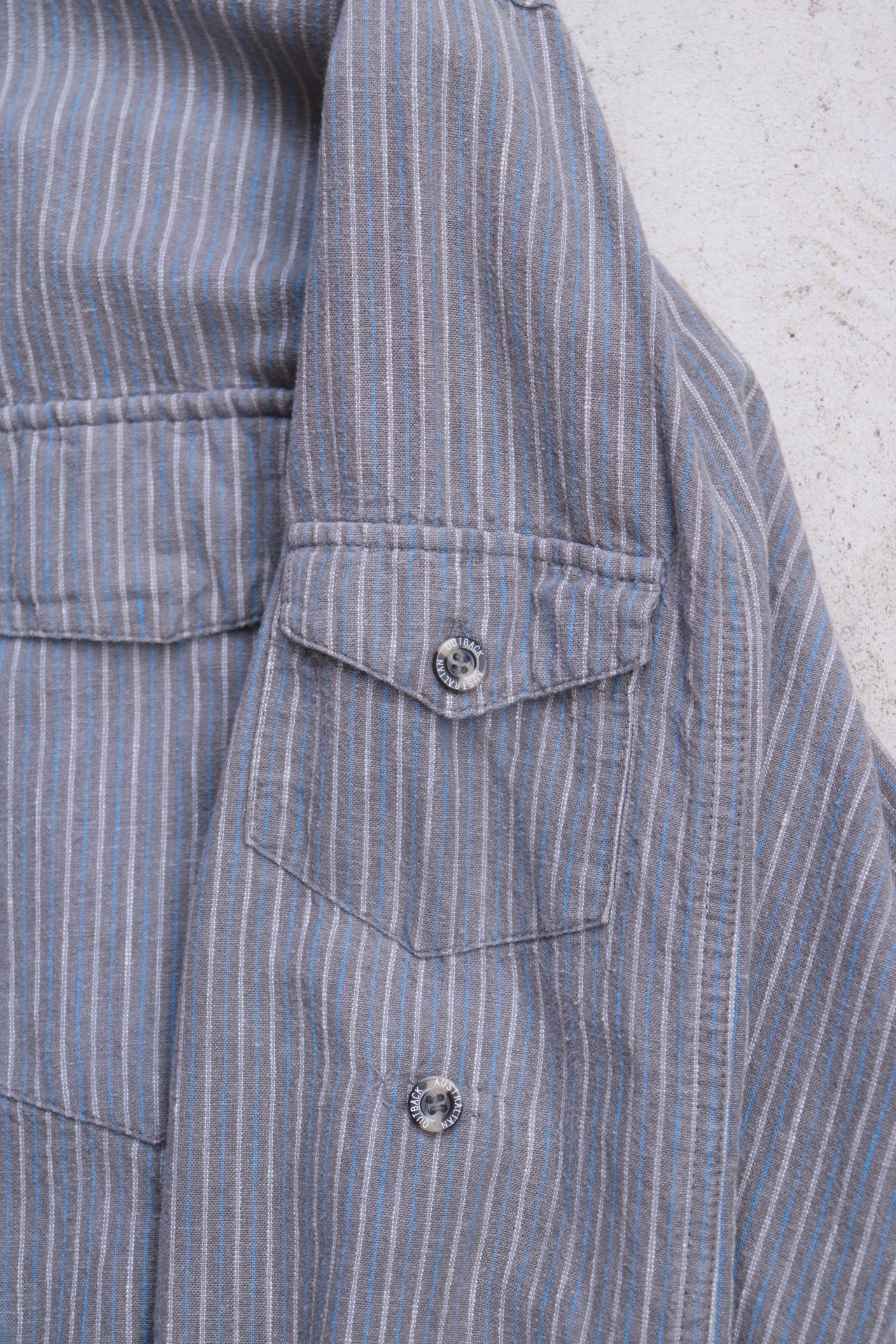 Vintage linen gray stripe shirt