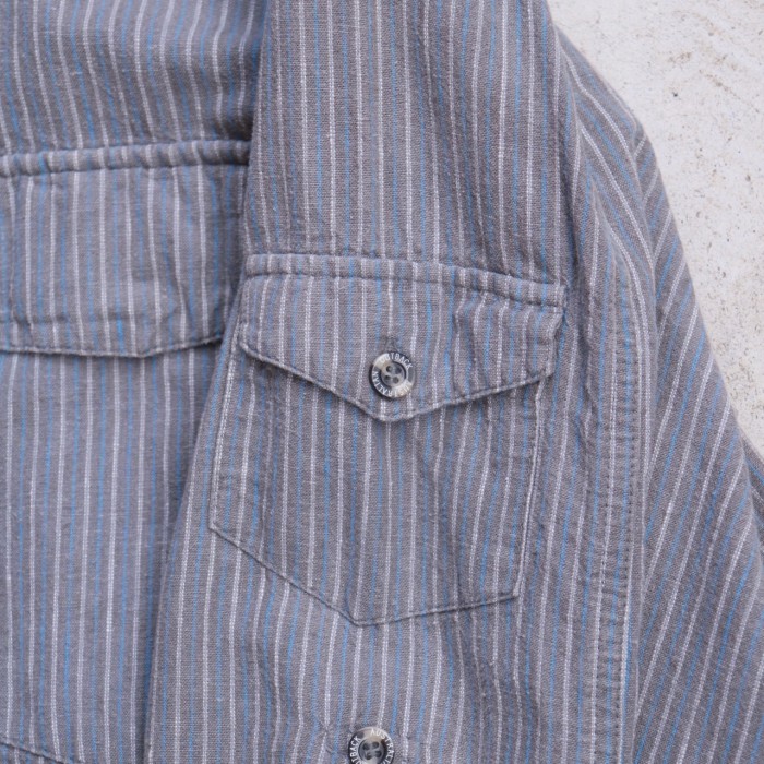 Vintage linen gray stripe shirt | Vintage.City ヴィンテージ 古着