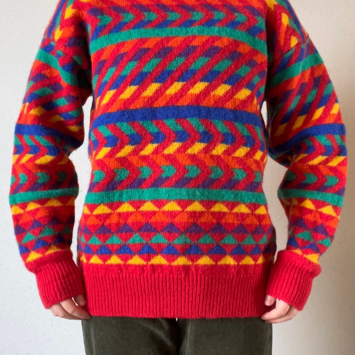 rainbow color knit sweater | Vintage.City 古着屋、古着コーデ情報を発信