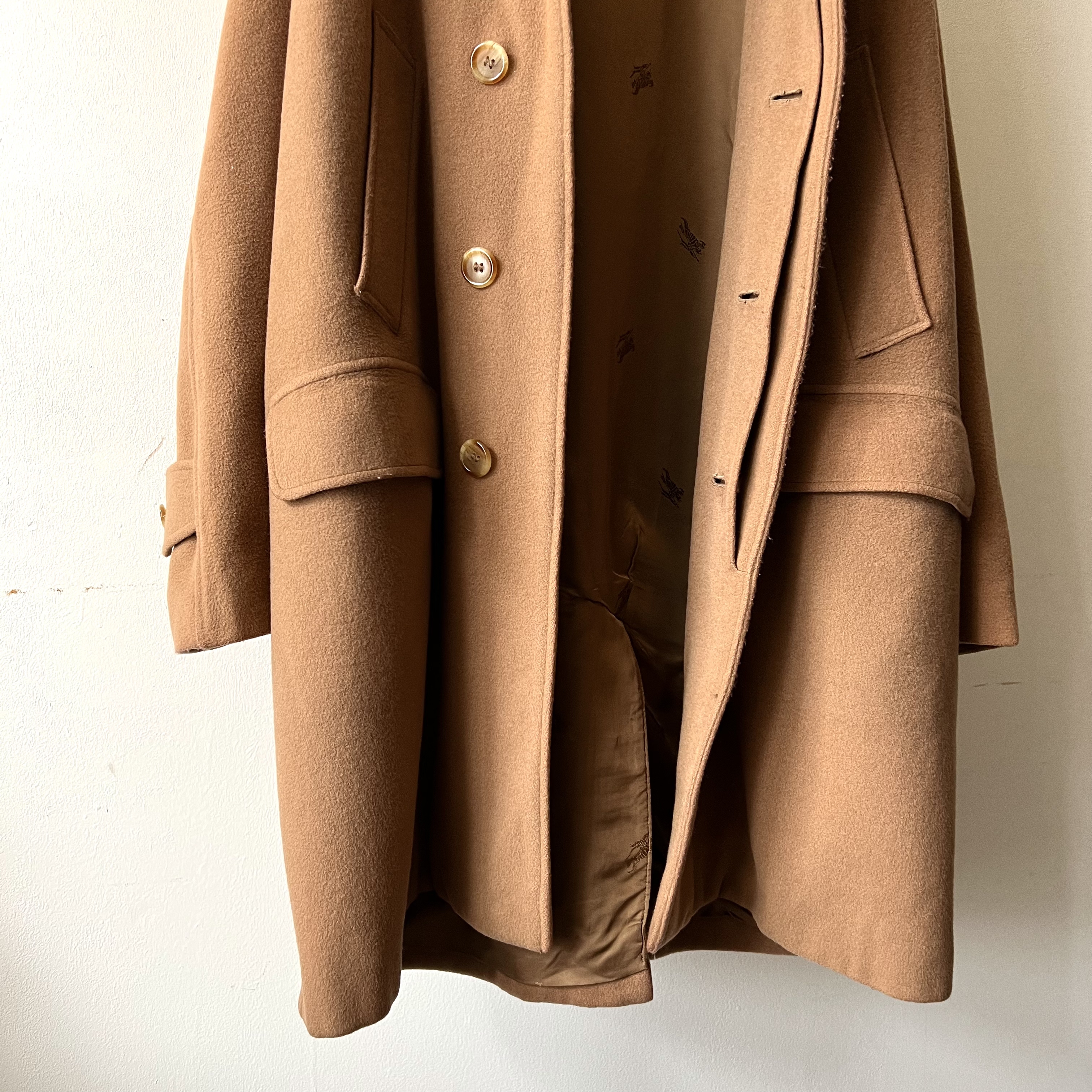Old Burberry Cashmere Balmacaan Coat | Vintage.City