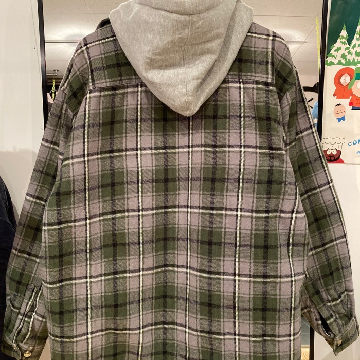 90's フェイクレイヤードネルパーカーシャツ(SIZE L) | Vintage.City 빈티지숍, 빈티지 코디 정보