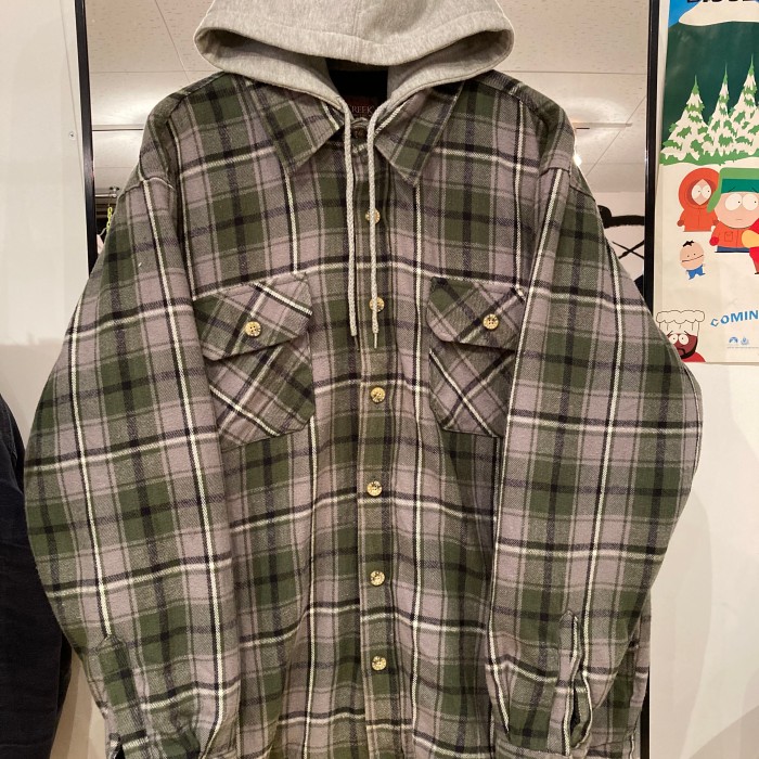 90's フェイクレイヤードネルパーカーシャツ(SIZE L) | Vintage.City 빈티지숍, 빈티지 코디 정보