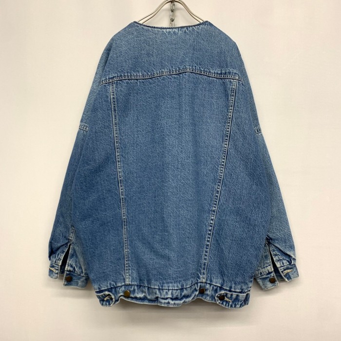 “OLD” Boa Lining Collarless Denim Jacket | Vintage.City 古着屋、古着コーデ情報を発信