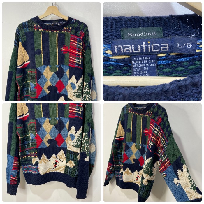 『送料無料』Nautica ノーティカ 90s パッチワークデザインセーター イ | Vintage.City 빈티지숍, 빈티지 코디 정보