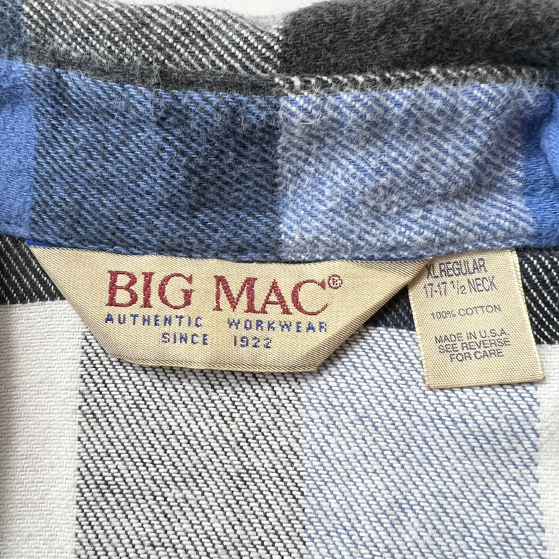 90s USA製 BIG MAC ブロック チェック 長袖 ヘビー ネルシャツ 