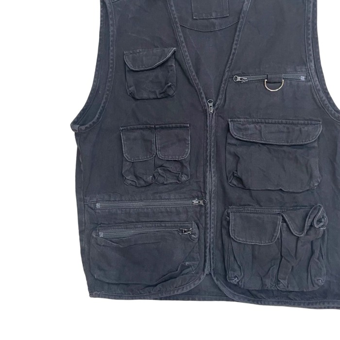 90's Multi Pocket Black Vest #A194 | Vintage.City 古着屋、古着コーデ情報を発信