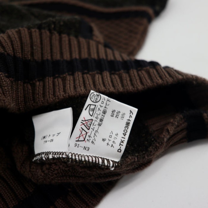 BURANA DUE 総柄ローゲージニット セーター 48 イタリア製 ブラウン | Vintage.City 古着屋、古着コーデ情報を発信