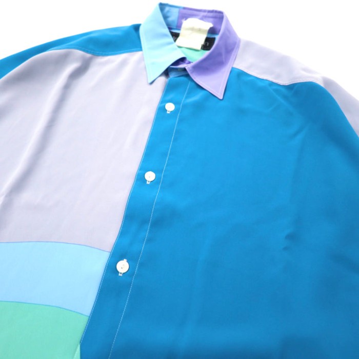 INCEPTION ポリシャツ 46 ブルー クレイジーパターン | Vintage.City 古着屋、古着コーデ情報を発信