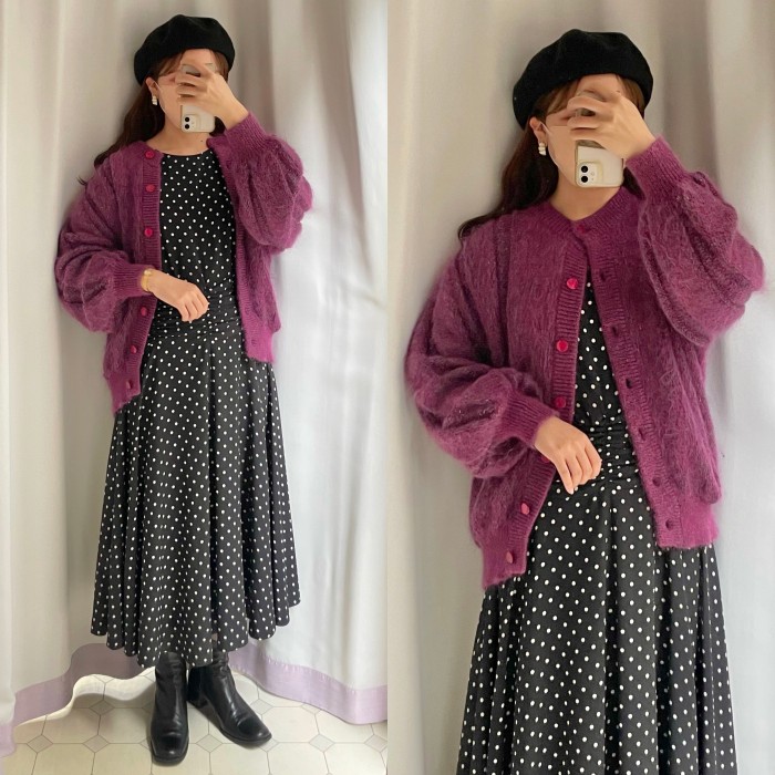 mix color mohair cardigan | Vintage.City 古着屋、古着コーデ情報を発信