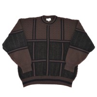 BURANA DUE 総柄ローゲージニット セーター 48 イタリア製 ブラウン | Vintage.City ヴィンテージ 古着