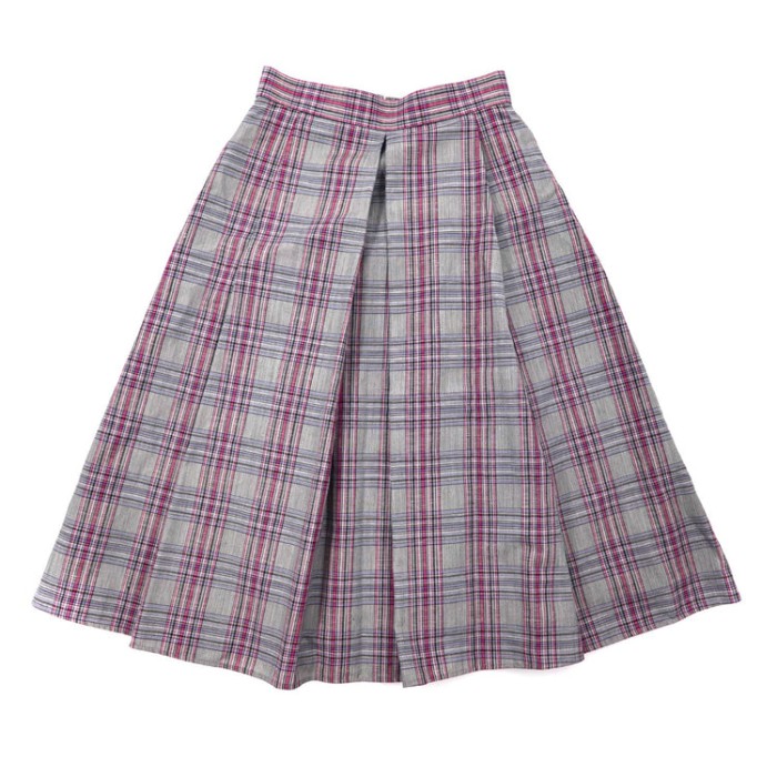 ANAYI フレアプリーツスカート 38 グレー チェック 日本製 | Vintage.City 古着屋、古着コーデ情報を発信
