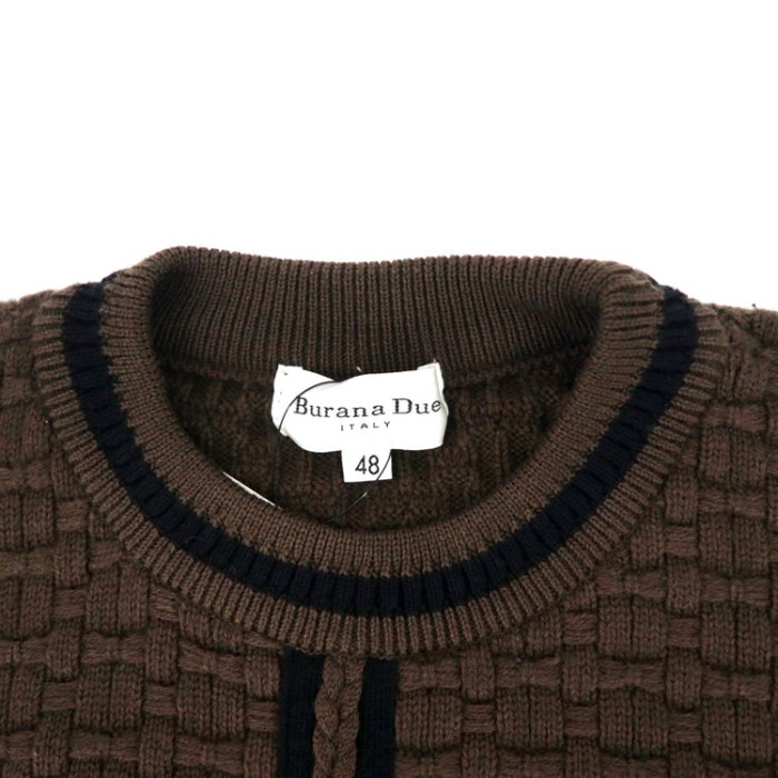 BURANA DUE 総柄ローゲージニット セーター 48 イタリア製 ブラウン | Vintage.City 古着屋、古着コーデ情報を発信