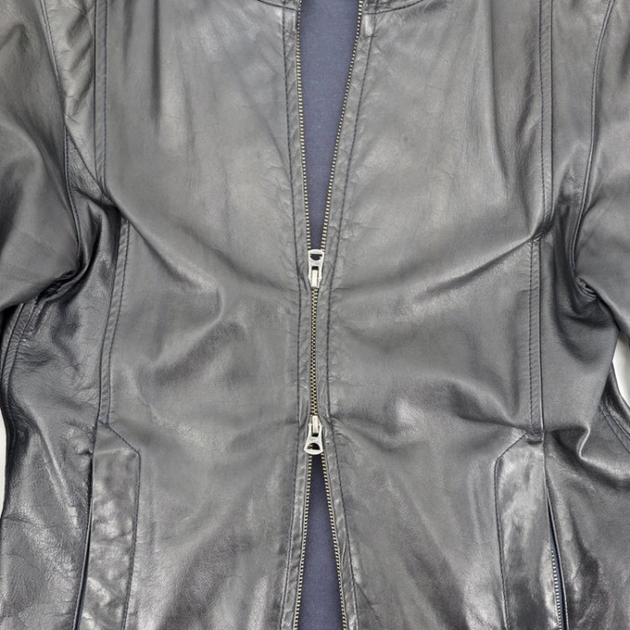 SHAMA シングルライダースジャケット 40 ブラック ダブルジップ | Vintage.City 古着屋、古着コーデ情報を発信