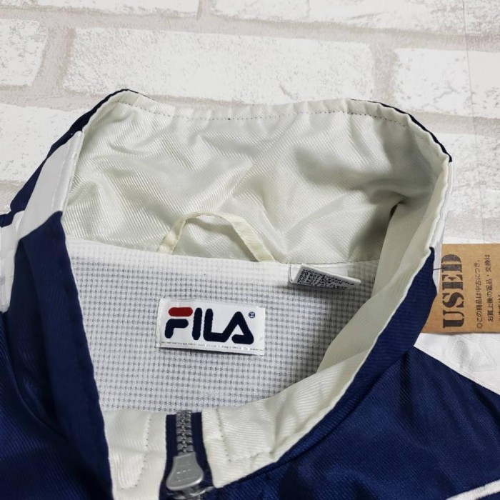 【698】FILA ナイロンジャケット 白 紺 Ｍサイズ | Vintage.City 빈티지숍, 빈티지 코디 정보