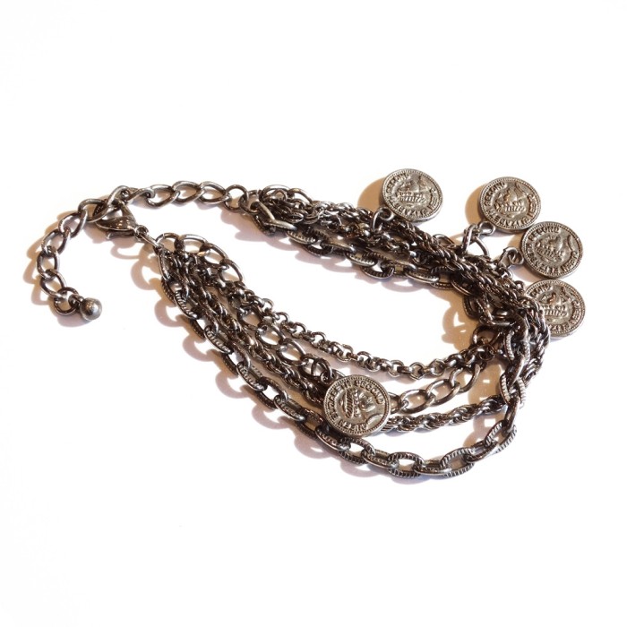 80s Silver Tone Coin Chain Bracelet | Vintage.City 古着屋、古着コーデ情報を発信