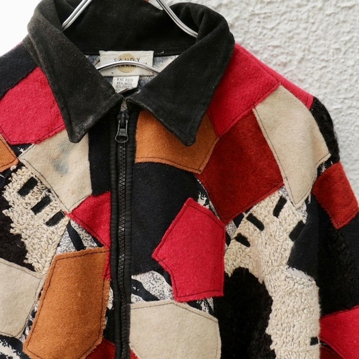 Felt Wool Patchwork Blouson | Vintage.City 古着屋、古着コーデ情報を発信