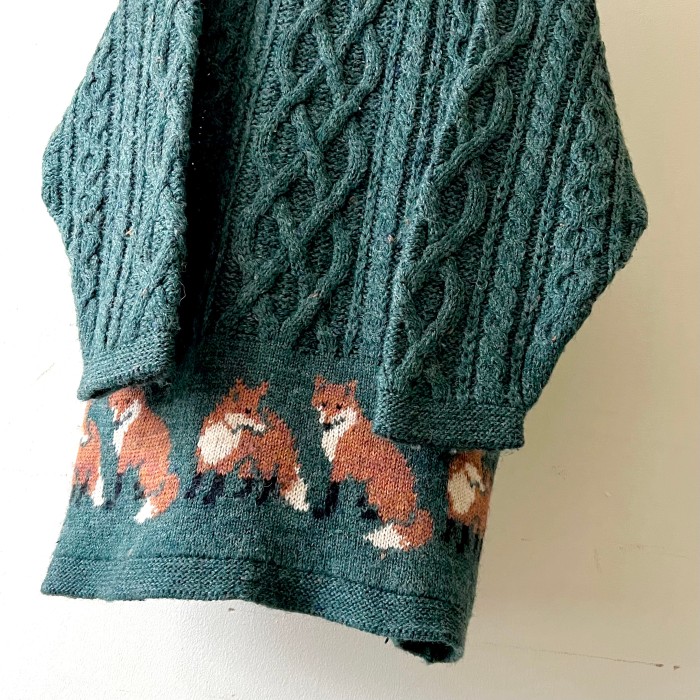 Old Acorn Fox Pattern Aran Knit Dress | Vintage.City 古着屋、古着コーデ情報を発信