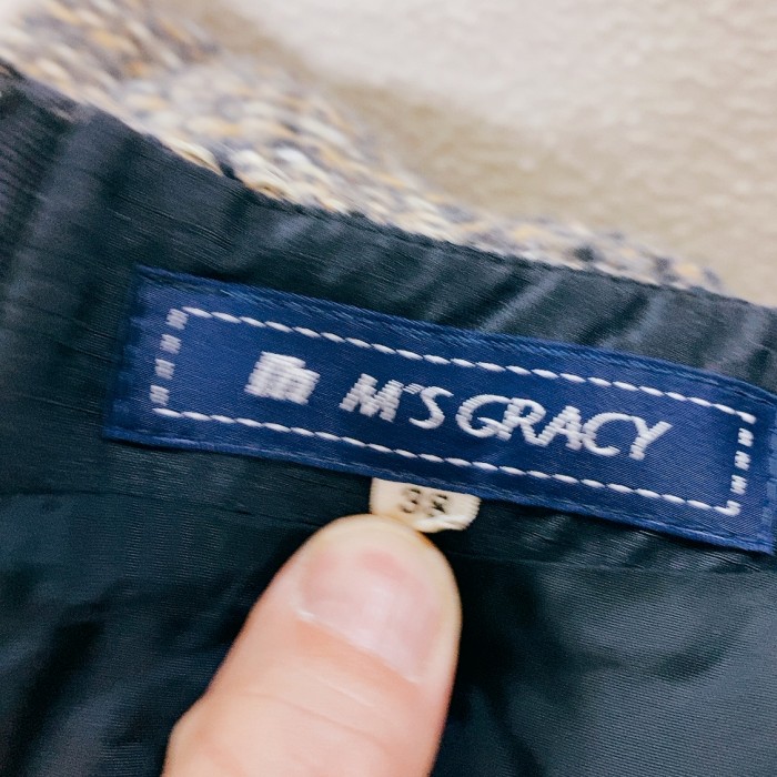 エムズグレイシー　長袖ワンピース　紺　グレー　ツィード　M'S GRACY | Vintage.City 古着屋、古着コーデ情報を発信