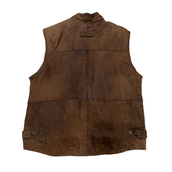 1990's brown leather vest #A227 | Vintage.City Vintage Shops, Vintage Fashion Trends