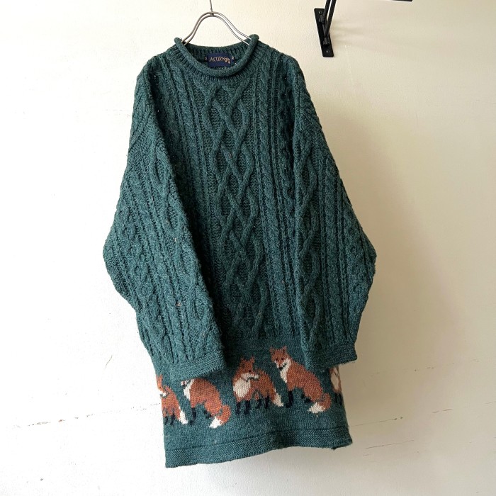 Old Acorn Fox Pattern Aran Knit Dress | Vintage.City 빈티지숍, 빈티지 코디 정보