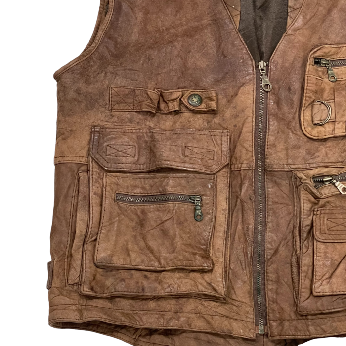 1990's brown leather vest #A227 | Vintage.City 빈티지숍, 빈티지 코디 정보