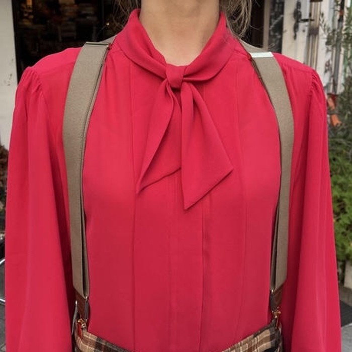 70's front tie red blouse | Vintage.City 빈티지숍, 빈티지 코디 정보