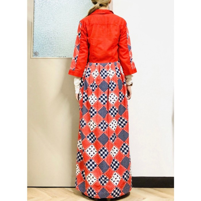 70s Patchwork print handmade maxi dress | Vintage.City 빈티지숍, 빈티지 코디 정보