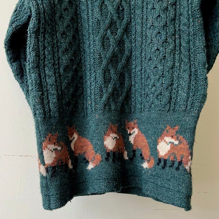 Old Acorn Fox Pattern Aran Knit Dress | Vintage.City 古着屋、古着コーデ情報を発信