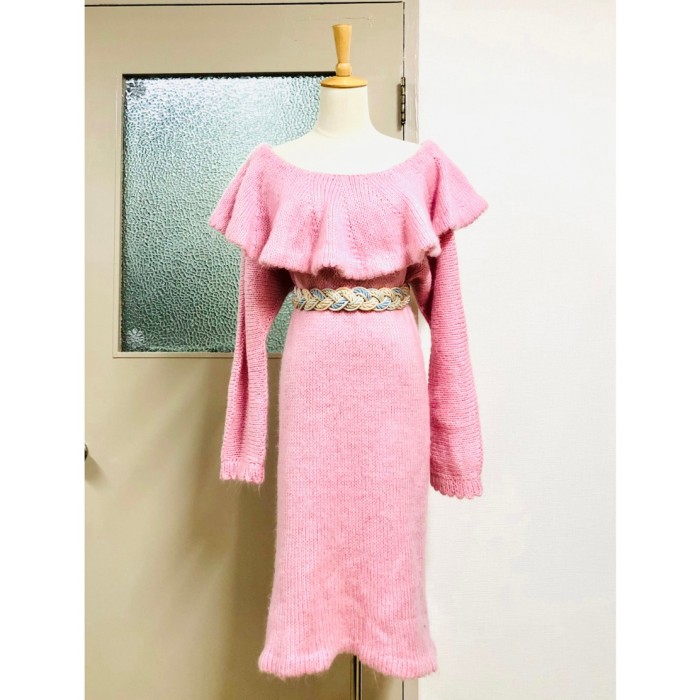 80s Knit pink dress | Vintage.City 古着屋、古着コーデ情報を発信