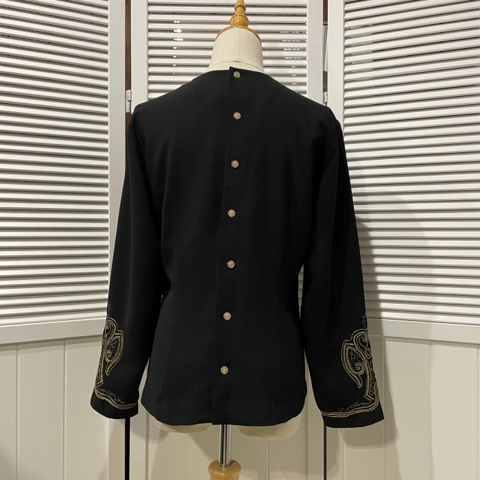 gold embroidery back button blouse | Vintage.City 빈티지숍, 빈티지 코디 정보